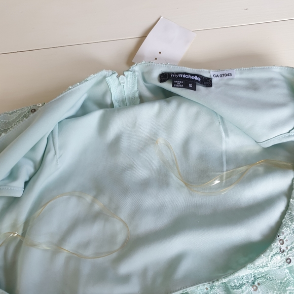 NWT My Michelle Aqua Lace Short Sleeved Dress 5 - Picture 5 of 7
